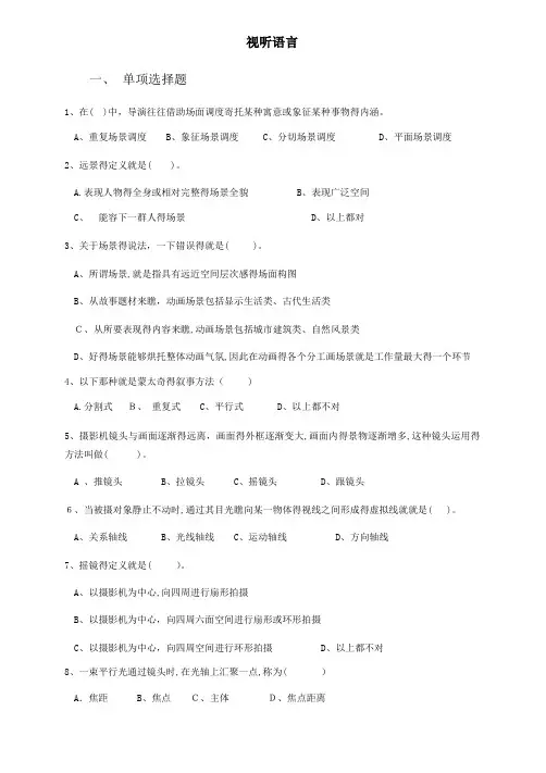 视听语言考试卷