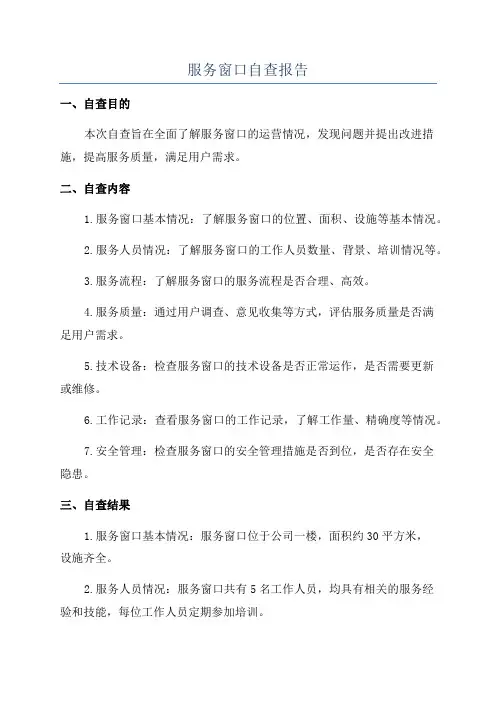 服务窗口自查报告