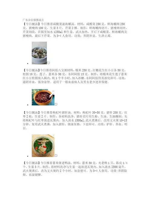 广东佘自强煲汤方