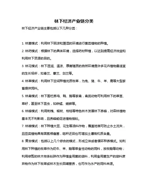 林下经济产业链分类