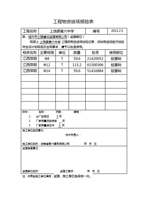 工程物资进场报验表1.23