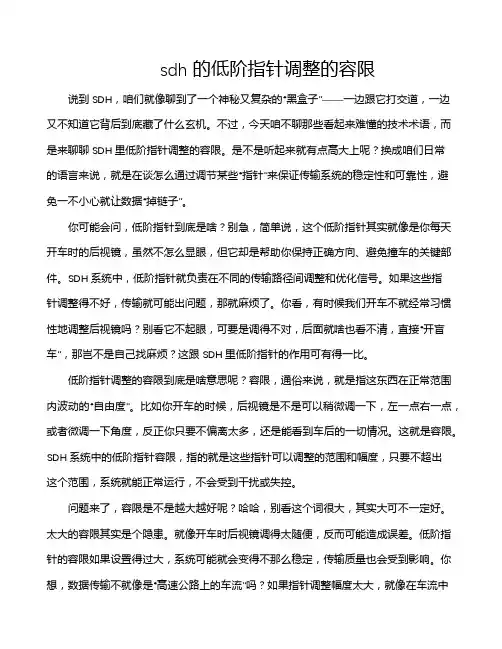 sdh的低阶指针调整的容限