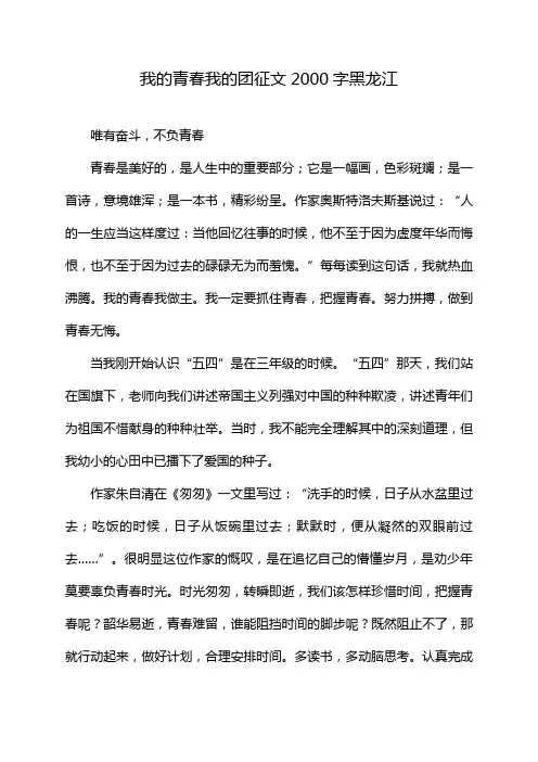 我的青春我的团征文2000字黑龙江