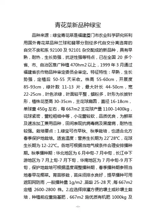 青花菜新品种绿宝