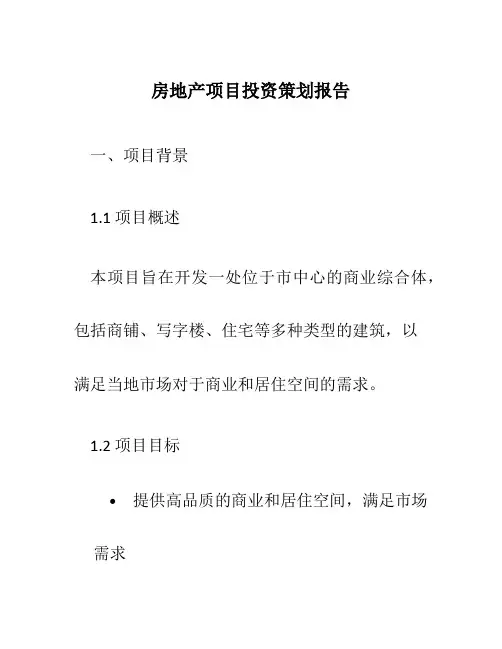 房地产项目投资策划报告