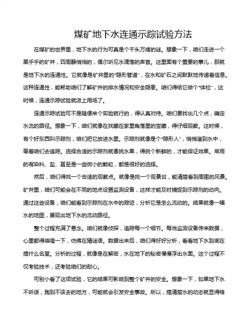 煤矿地下水连通示踪试验方法