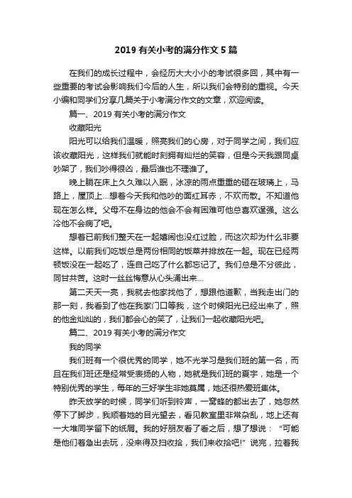 2019有关小考的满分作文5篇