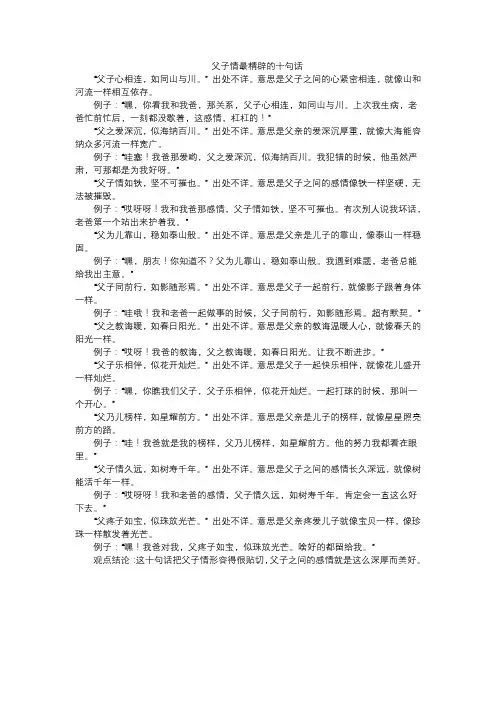 父子情最精辟的十句话