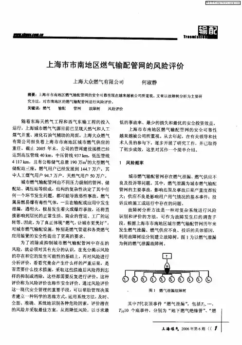 上海市市南地区燃气输配管网的风险评价