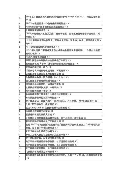 继续教育抗菌药物临床合理应用答案