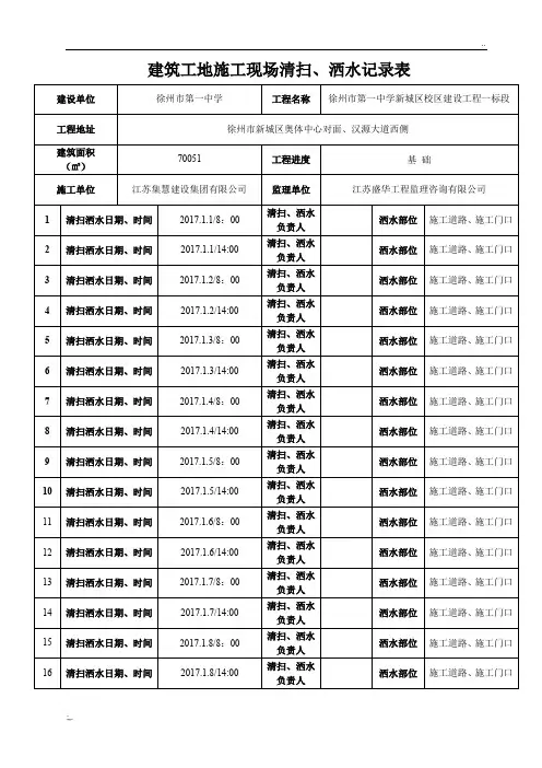 建筑工地施工现场洒水记录表