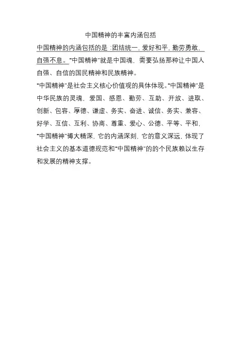 中国精神的丰富内涵包括