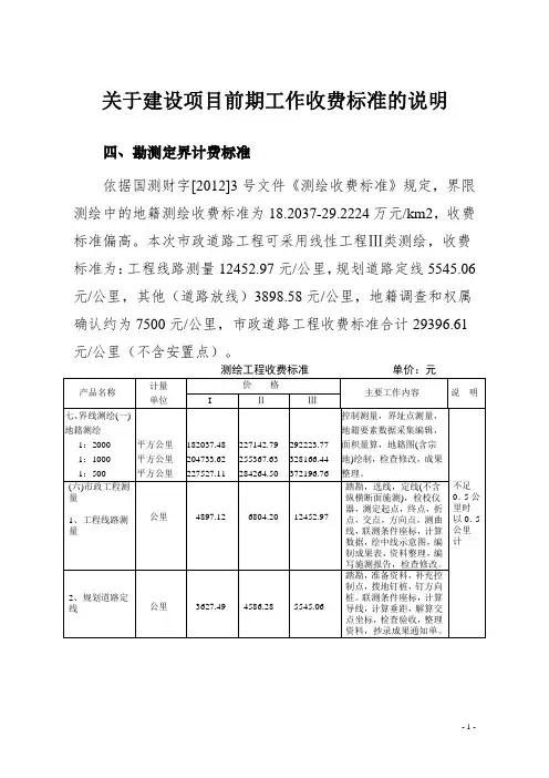 (仅供参考)建设项目勘测定界收费标准