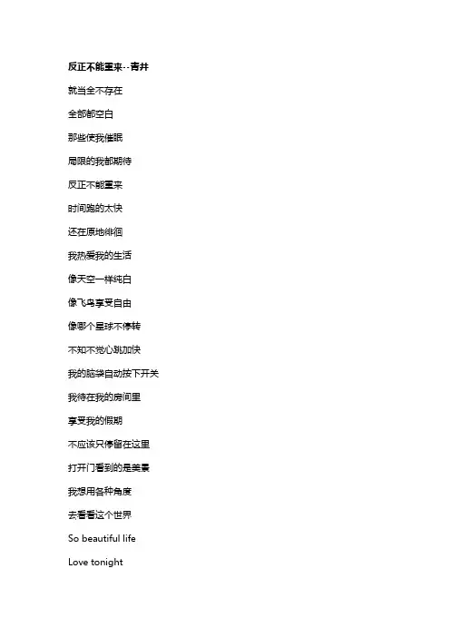 歌曲《反正不能重来》歌词
