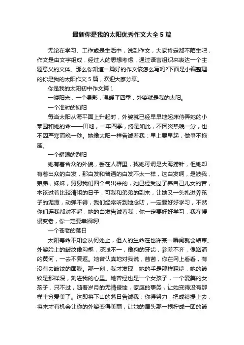 最新你是我的太阳优秀作文大全5篇