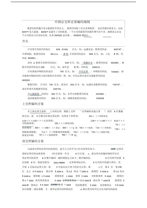 (完整版)上交所和深交所证券编码规则.docx