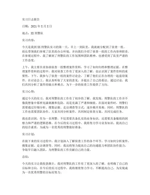 刑警队实习日志报告