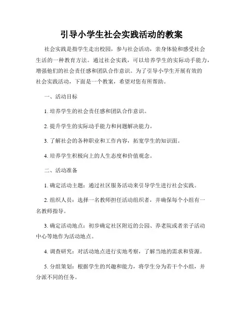 引导小学生社会实践活动的教案
