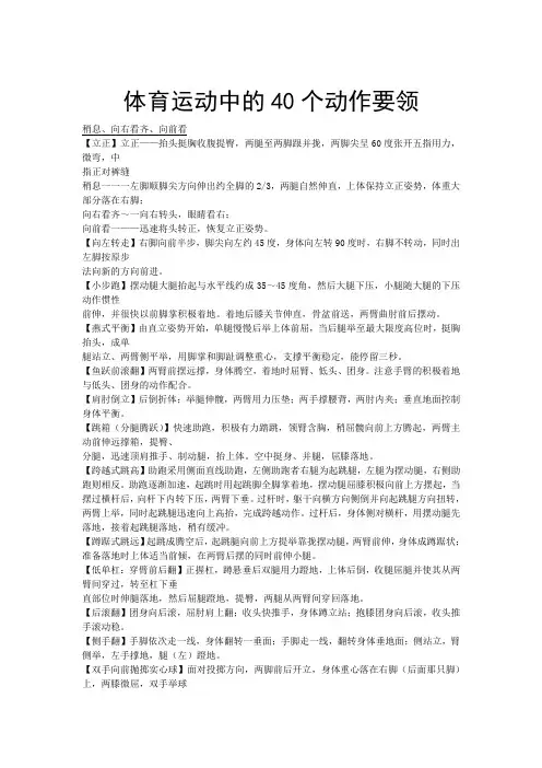 体育运动中的40个动作要领
