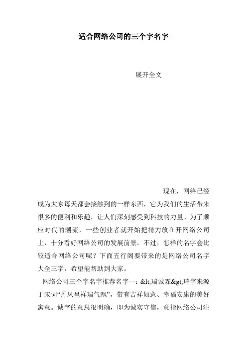 适合网络公司的三个字名字