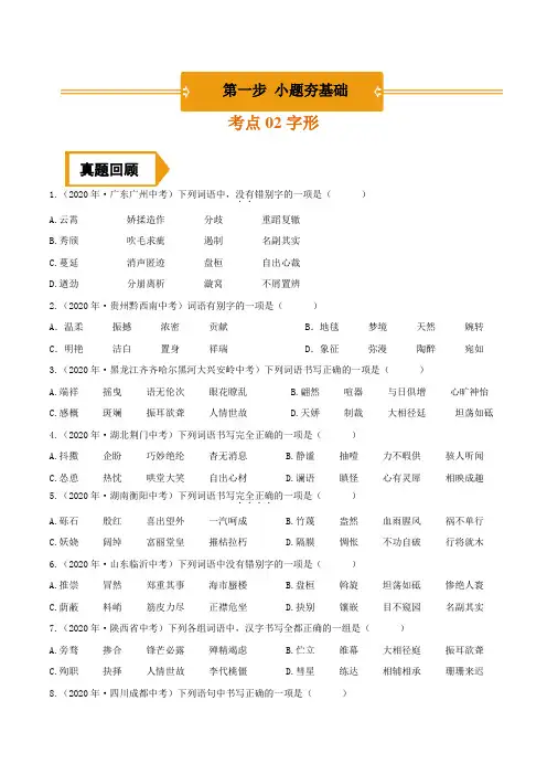 字形(中考语文冲刺训练题精编版原卷+解析)