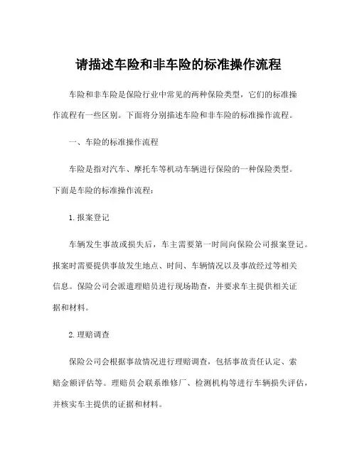 请描述车险和非车险的标准操作流程