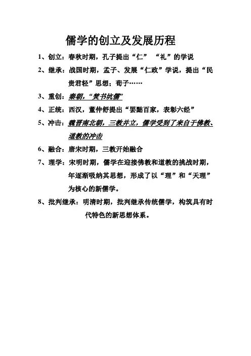 儒学的创立及发展历程
