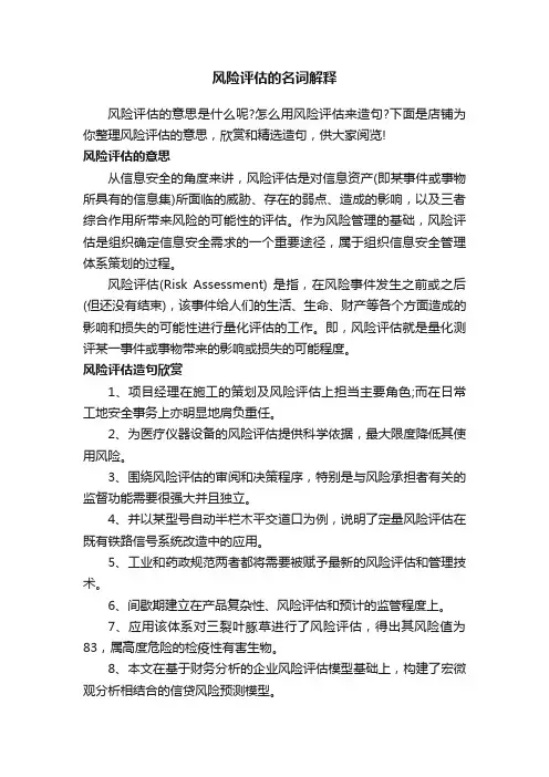 风险评估的名词解释