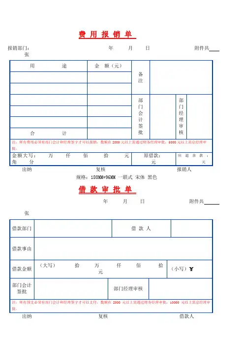 费用报销单表格