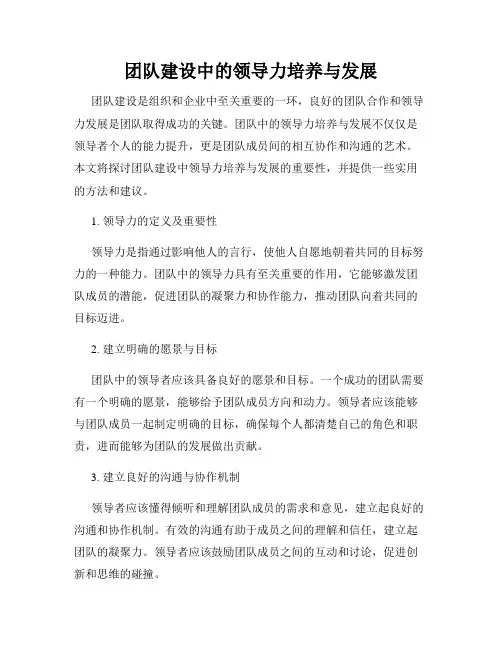 团队建设中的领导力培养与发展