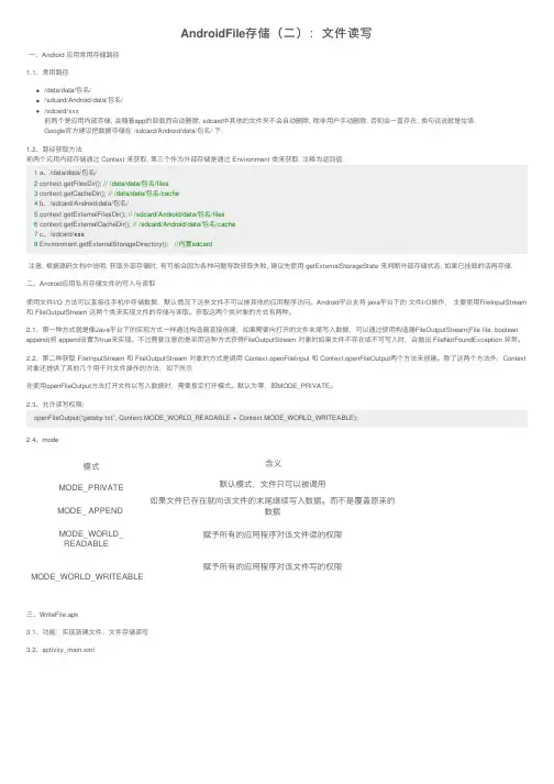 AndroidFile存储（二）：文件读写