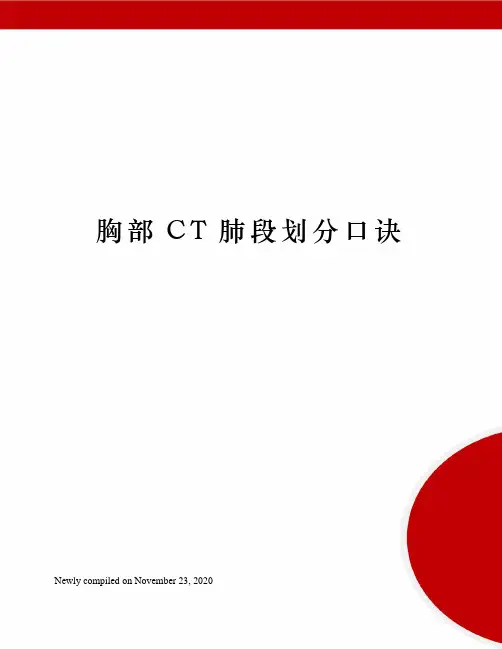 胸部CT肺段划分口诀