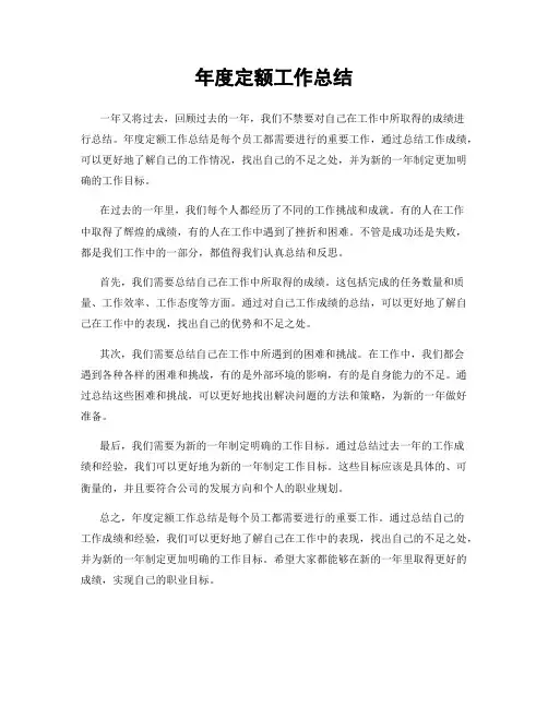 年度定额工作总结