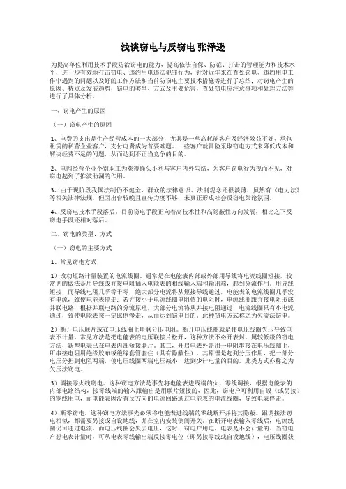浅谈窃电与反窃电 张泽逊
