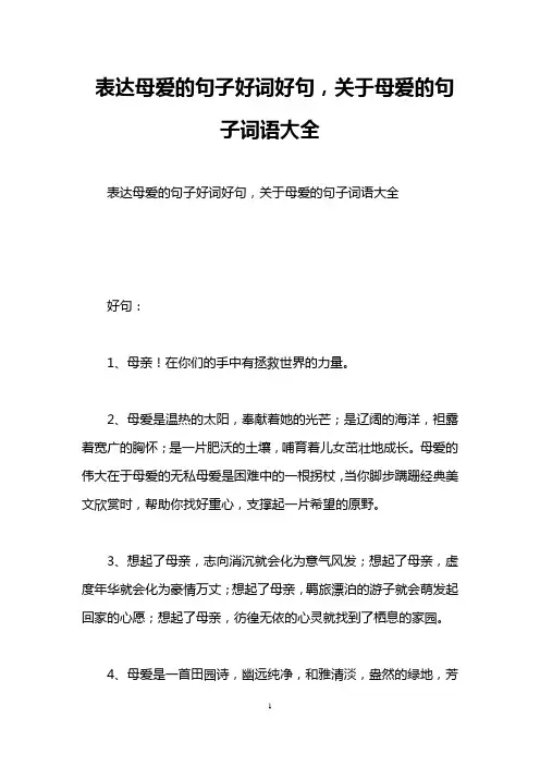 表达母爱的句子好词好句,关于母爱的句子词语大全
