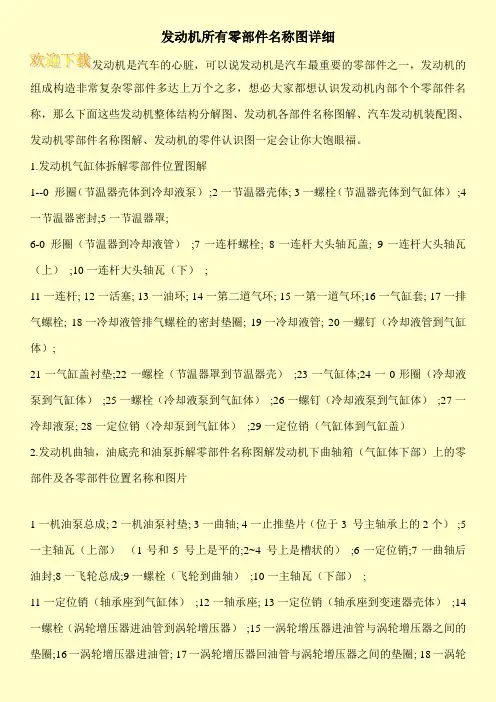 发动机所有零部件名称图详细