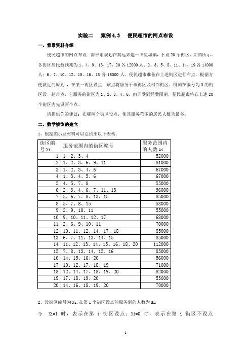 运筹学实验报告