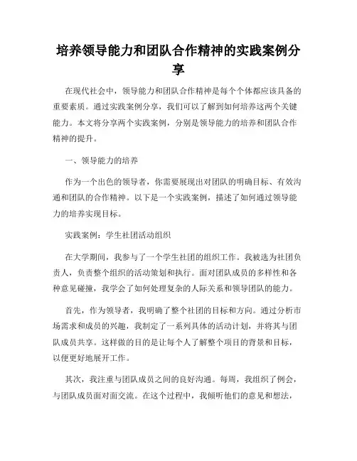 培养领导能力和团队合作精神的实践案例分享
