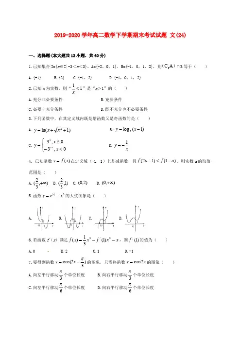 2019-2020学年高二数学下学期期末考试试题 文(24).doc