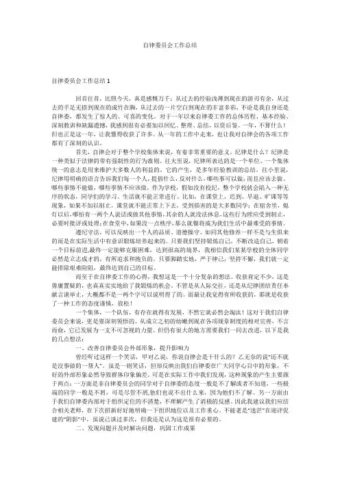 自律委员会工作总结