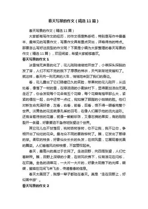 春天写景的作文（精选11篇）