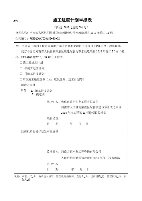 施工进度计划审报表