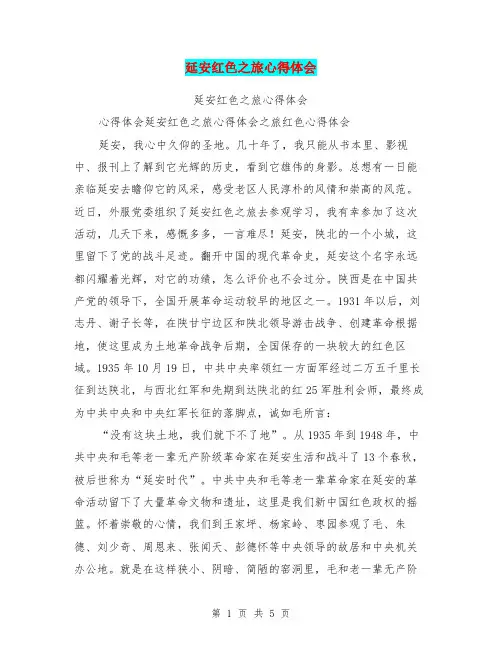 延安红色之旅心得体会