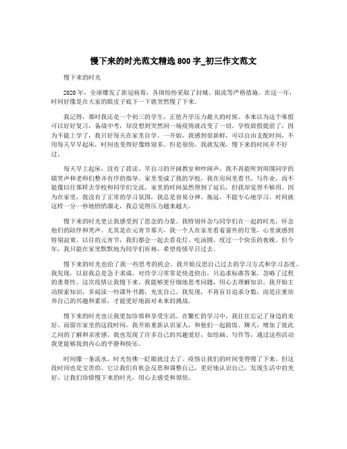 慢下来的时光范文精选800字_初三作文范文