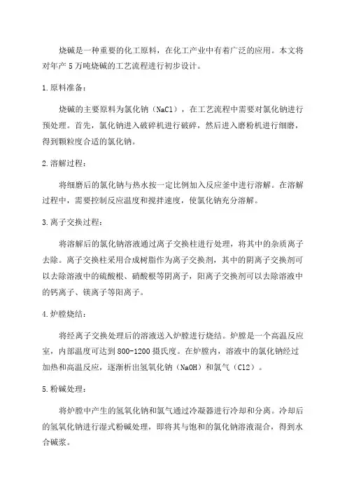 年产5万吨烧碱工艺流程初步设计