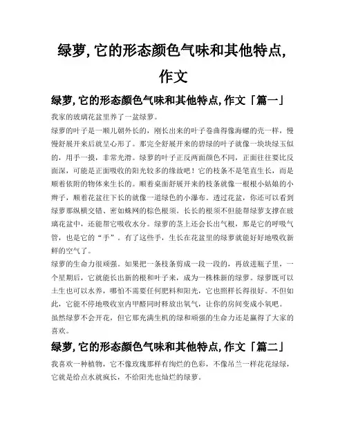绿萝,它的形态颜色气味和其他特点,作文
