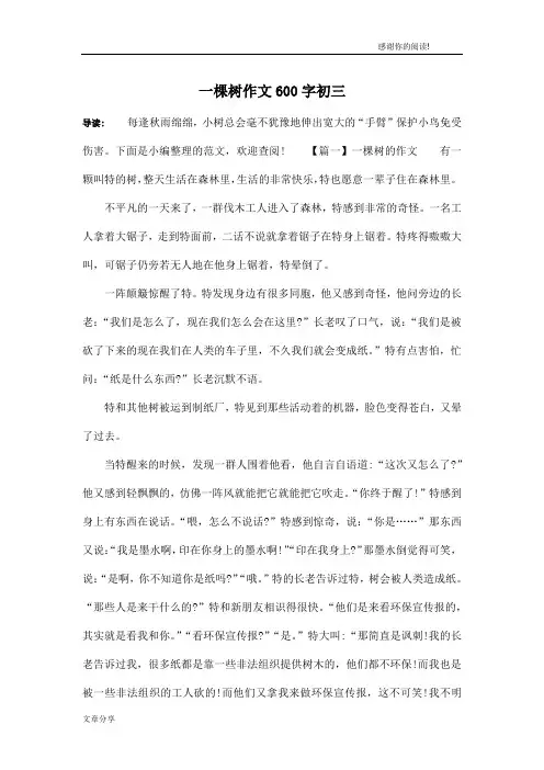 一棵树作文600字初三