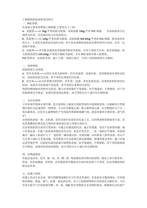 十种壁纸的材质种类及特点