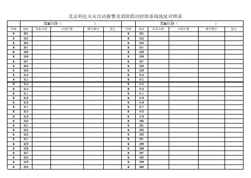北京利达消防地址编码表(实例 )