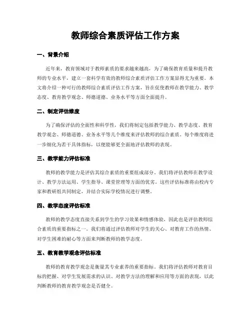 教师综合素质评估工作方案